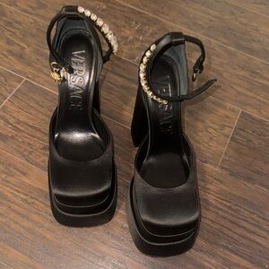 Versace Embellished Ankle Loop Pumps